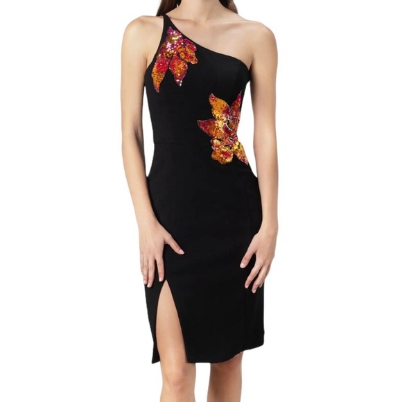 NWOT Dress the Population Alexandra One Shoulder Cocktail Dress - Picture 1 of 14